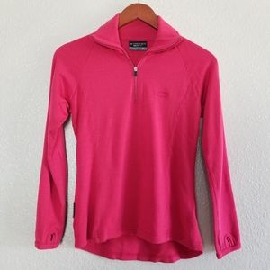 Icebreaker merino wool quarter zip thumb hole red pullover athletic top S